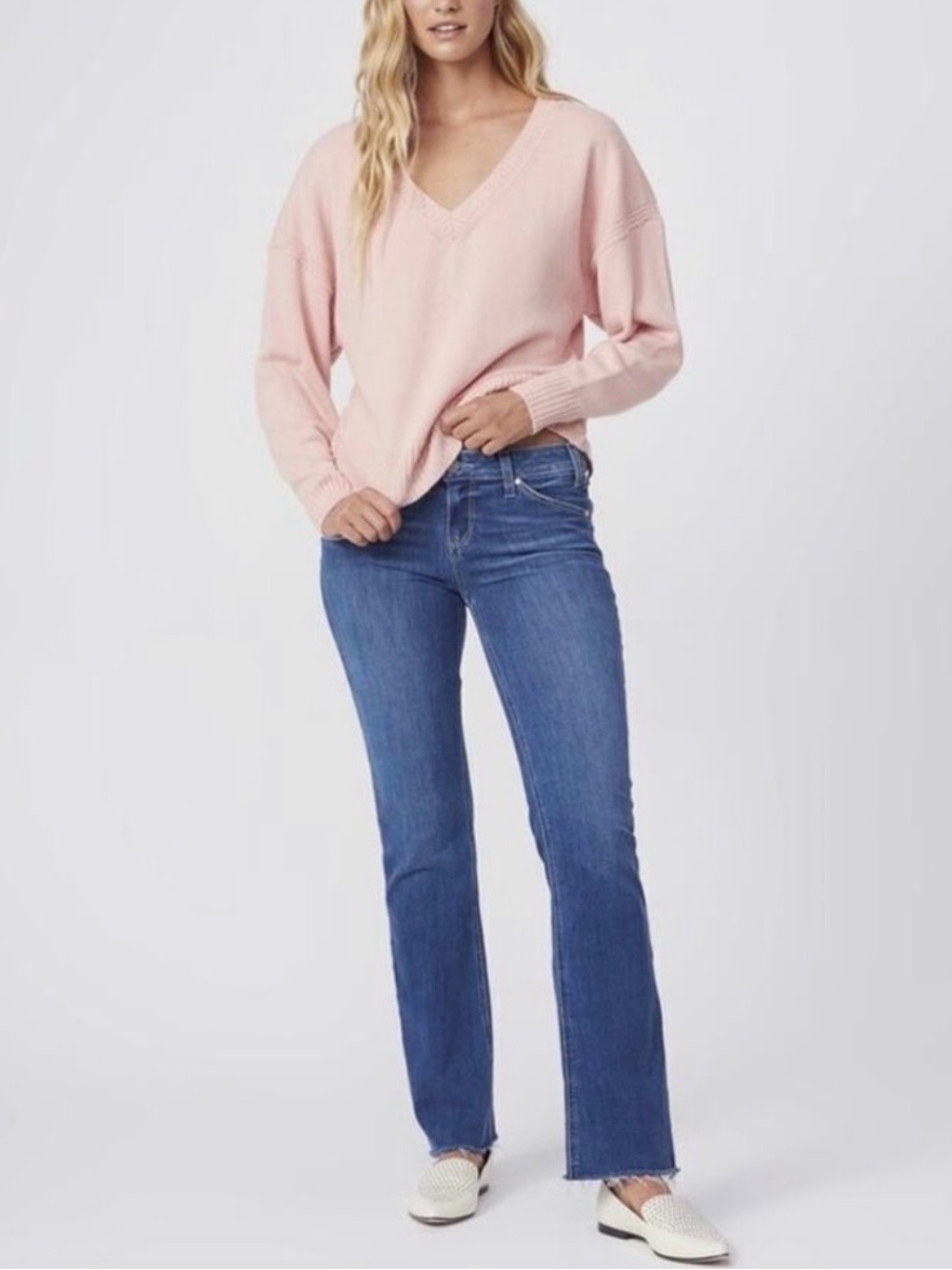 PAIGE Sloane Modern Low Rise Bootcut Jeans Ashlen Wash Size 25